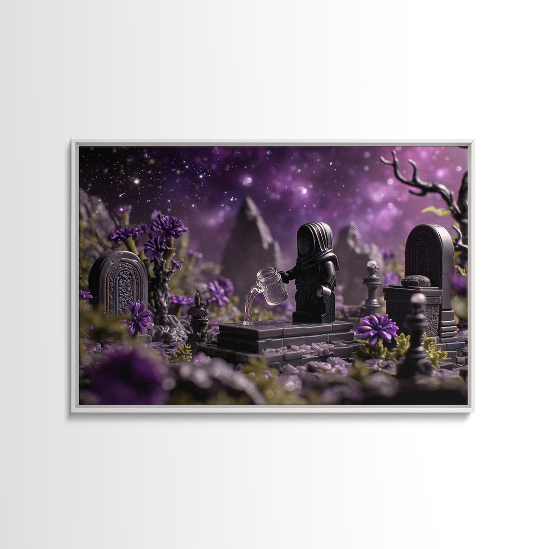 The Grave Gardener Of Yuggoth, Symbolist Gothic Landscape, Landscape Wall Art, Dark Fantasy Wall Art, Canvas Print, Halloween Wall Art
