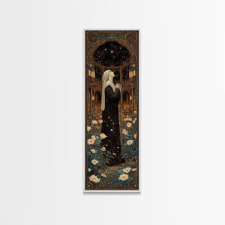 The Nun Of The Endless Constellation, Stained Glass Gothic Art, Tall Narrow Wall Art, Gothic Horror Wall Art, Canvas Print