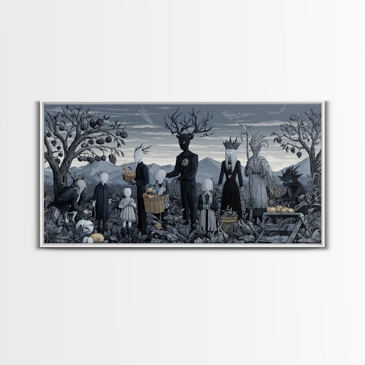 The Children Of The Star Orchard, Symbolist Dream Art, Wide Panoramic Art, Macabre Wall Art, Canvas Print, Halloween Wall Art