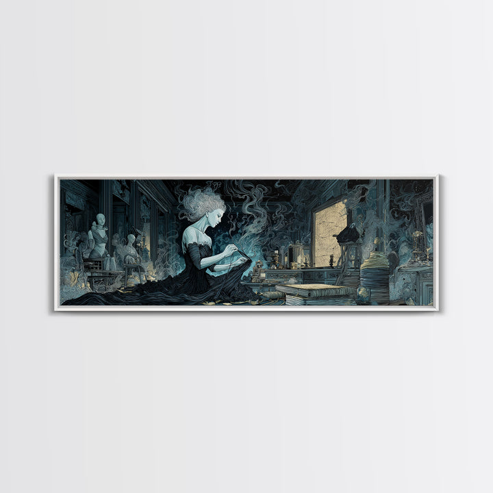The Seamstress Of Living Nebulae, Expressionist Nightmare Art, Extra Wide Wall Art, Eldritch Wall Decor, Framed Canvas Print