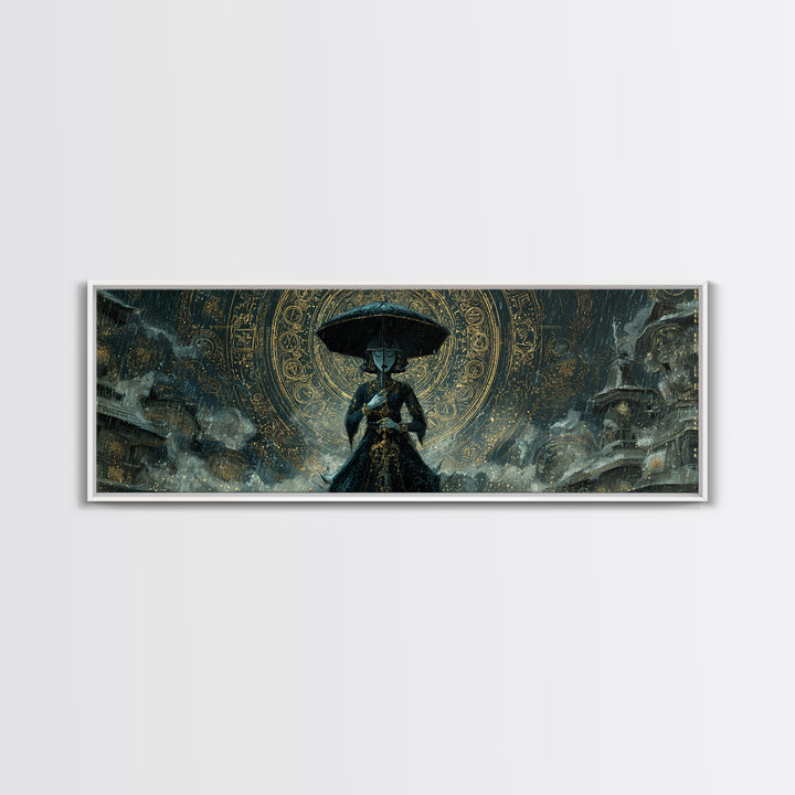 The Umbrella Of The Outer Rain, Ornate Symbolist Art, Extra Wide Wall Art, Eldritch Wall Decor, Framed Canvas Print