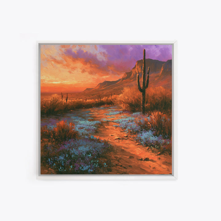 Desert Wildflowers After Spring Rain Framed Canvas Print, Desert Art, Nature Wall Art, Southwestern Decor, Fine Art, Desert, DES-1x1-100
