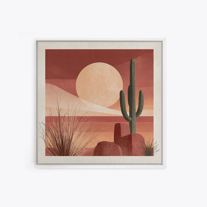 Minimal Beige Sun Canvas Print, Desert Art, Landscape Art, Southwestern Decor, Fine Art, Desert, Art Print, Textured Painting, DES-1x1-22