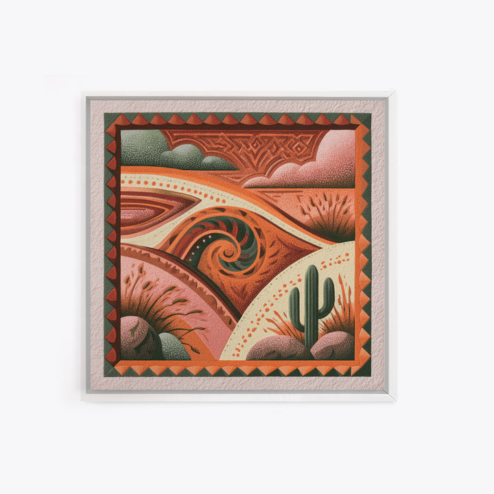 Wind Carved Dune Patterns from Above Framed Canvas Print, Desert Art, Boho, Southwestern Decor, Watercolor Art, Desert, DES-1x1-44