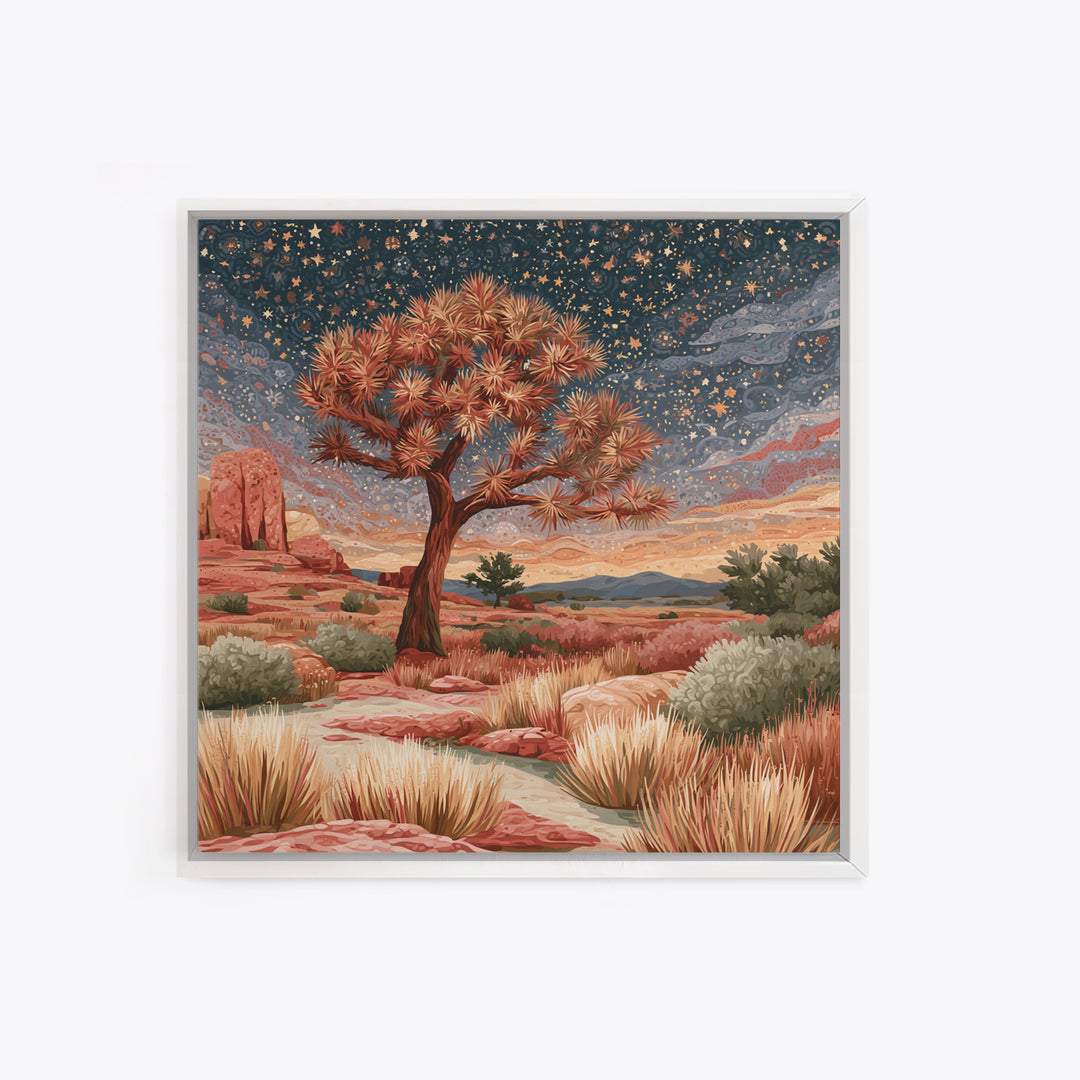 Joshua Tree under Star Filled Night Canvas Print, Desert Art, Modern Decor, Southwestern Decor, Fine Art, Desert, Room Decor, DES-1x1-54