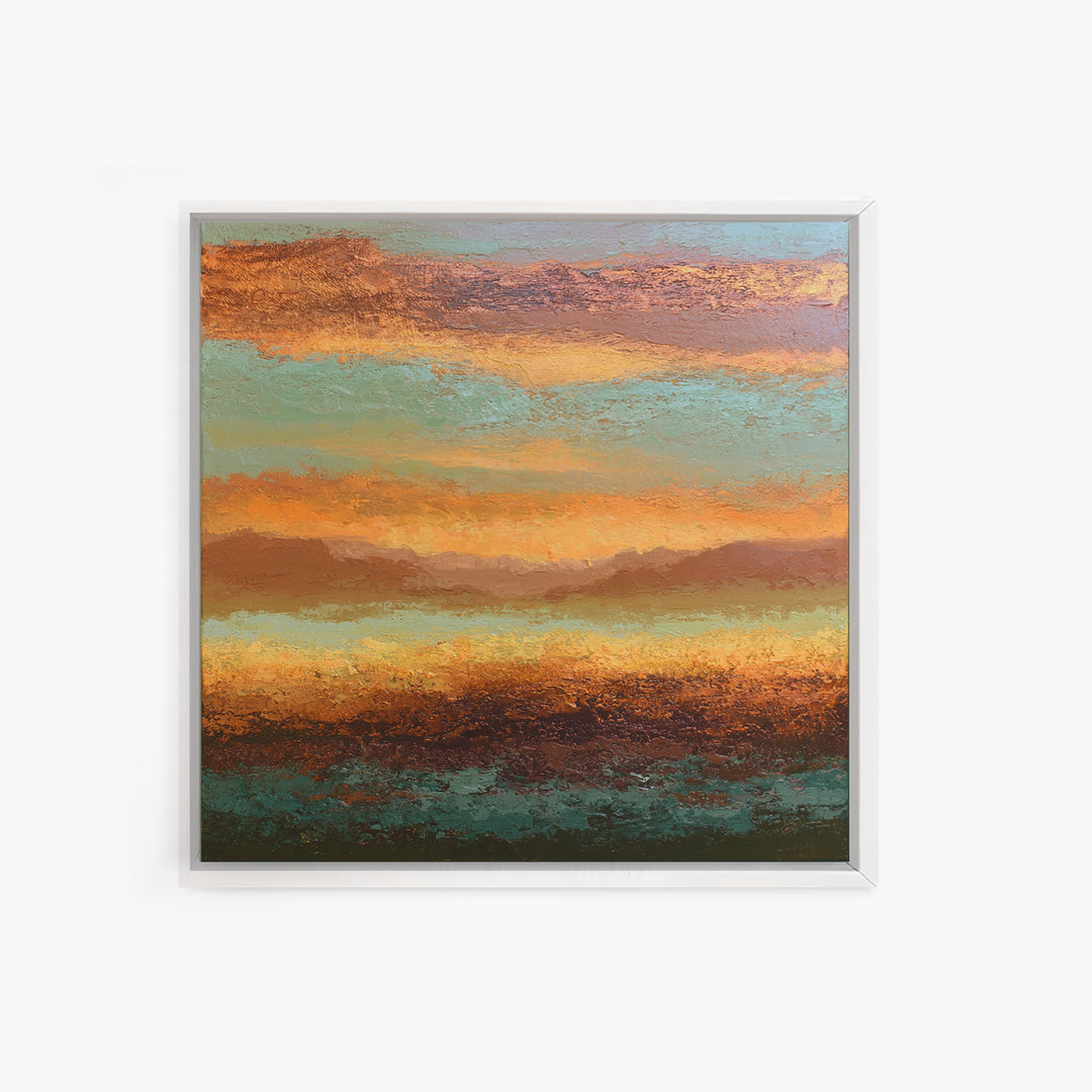 Abstract Heatwave Horizon Framed Canvas Print, Desert Art, Contemporary Art, Southwestern Decor, Fine Art, Desert, Original Art, DES-1x1-61