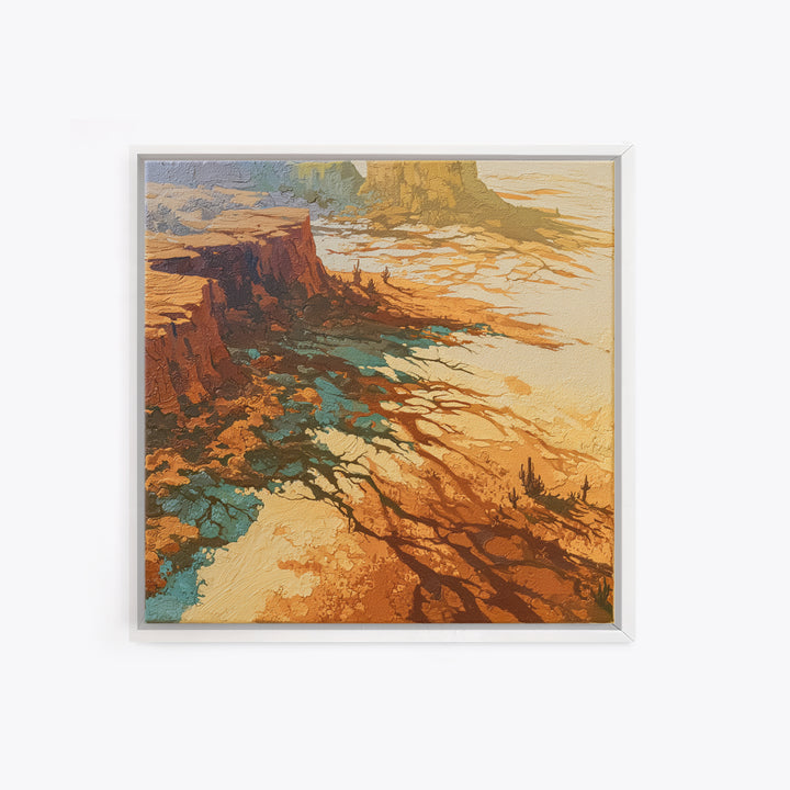 Wind Carved Dune Patterns from Above Framed Canvas Print, Desert Art, Western Wall Art, Southwestern Decor, Oil Painting, DES-1x1-68