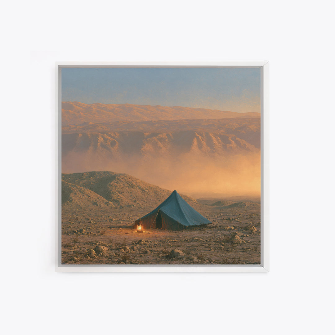 Moroccan Desert Tent Framed Canvas Print, Desert Art, Textured Painting, Southwestern Decor, Oil Painting, Desert, DES-1x1-83