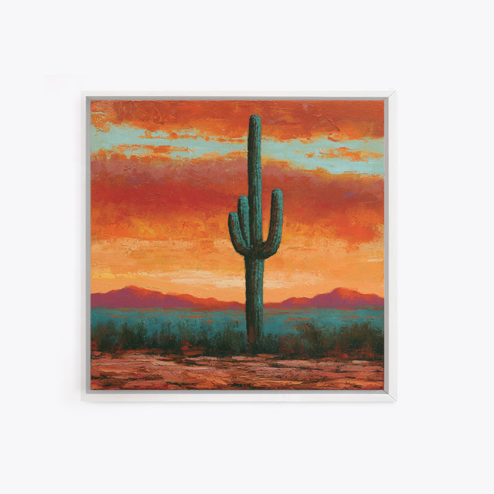 Saguaro Cactus under Orange Sunset Sky Canvas Print, Desert Art, Printable Art, Southwestern Decor, Fine Art, Desert, DES-1x1-97