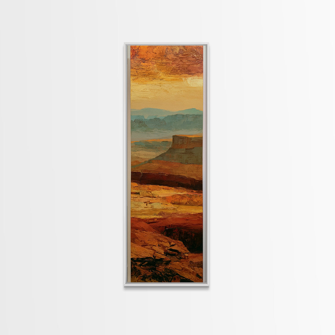 Abstract Mesa Landscape Framed Canvas Print, Desert Art, Western Wall Art, Southwestern Decor, Desert, Statement Artwork, DES-1x3-15