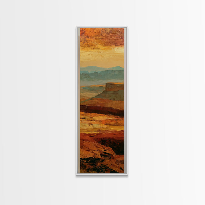 Abstract Mesa Landscape Framed Canvas Print, Desert Art, Western Wall Art, Southwestern Decor, Desert, Statement Artwork, DES-1x3-15