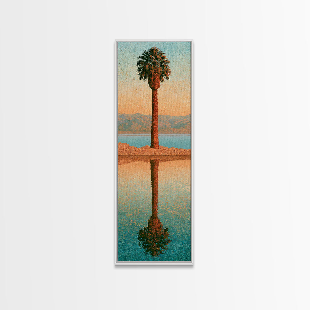 Palm Oasis Reflected Framed Canvas Print, Desert Art, Boho Decor, Southwestern Decor, Fine Art, Desert, Neutral Decor, DES-1x3-3