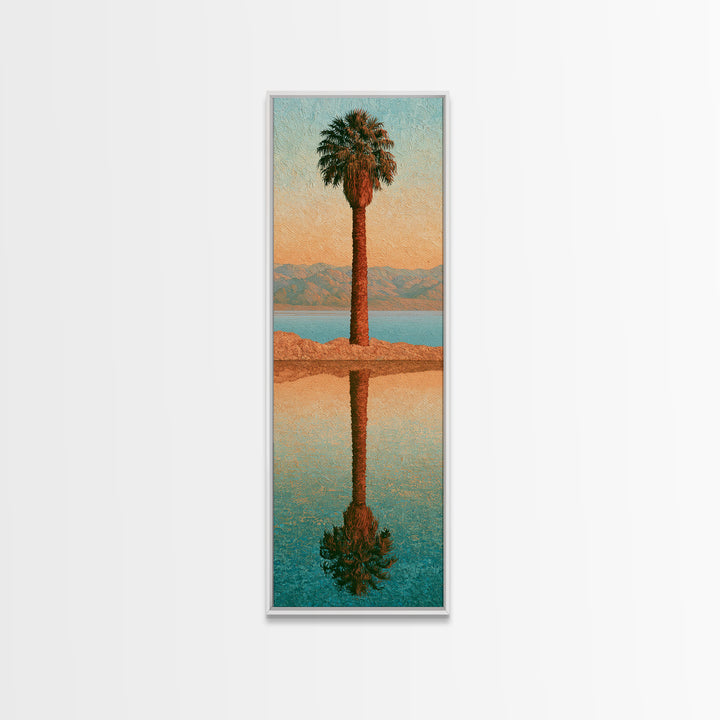 Palm Oasis Reflected Framed Canvas Print, Desert Art, Boho Decor, Southwestern Decor, Fine Art, Desert, Neutral Decor, DES-1x3-3