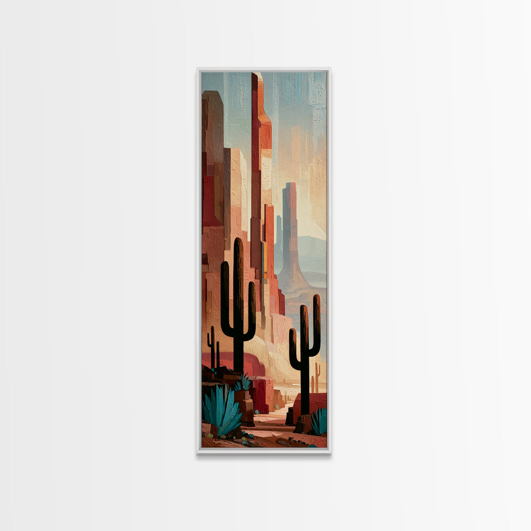 Terracotta and Cream Geometric Landscape Framed Canvas Print, Desert Art, Fine Art Print, Southwestern Decor, Fine Art, Desert, DES-1x3-30