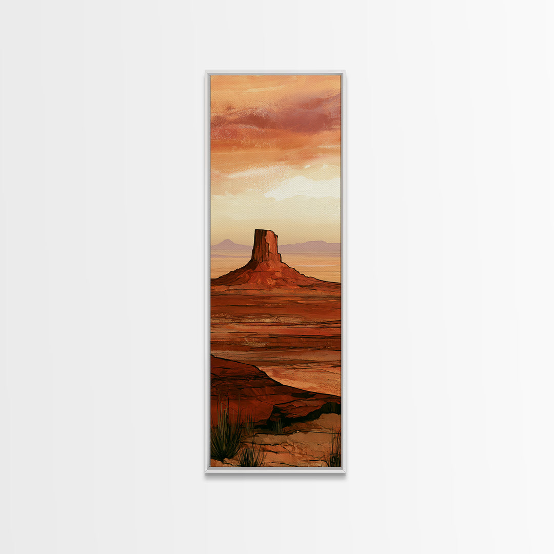 Abstract Mesa Landscape Canvas Print, Desert Art, Digital Download Art, Southwestern Decor, Oil Painting, Desert, DES-1x3-39