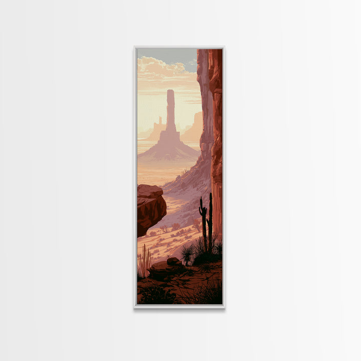 Monument Valley Silhouette Framed Canvas Print, Desert Art, Original Painting, Southwestern Decor, Desert, Bedroom Wall Art, DES-1x3-45