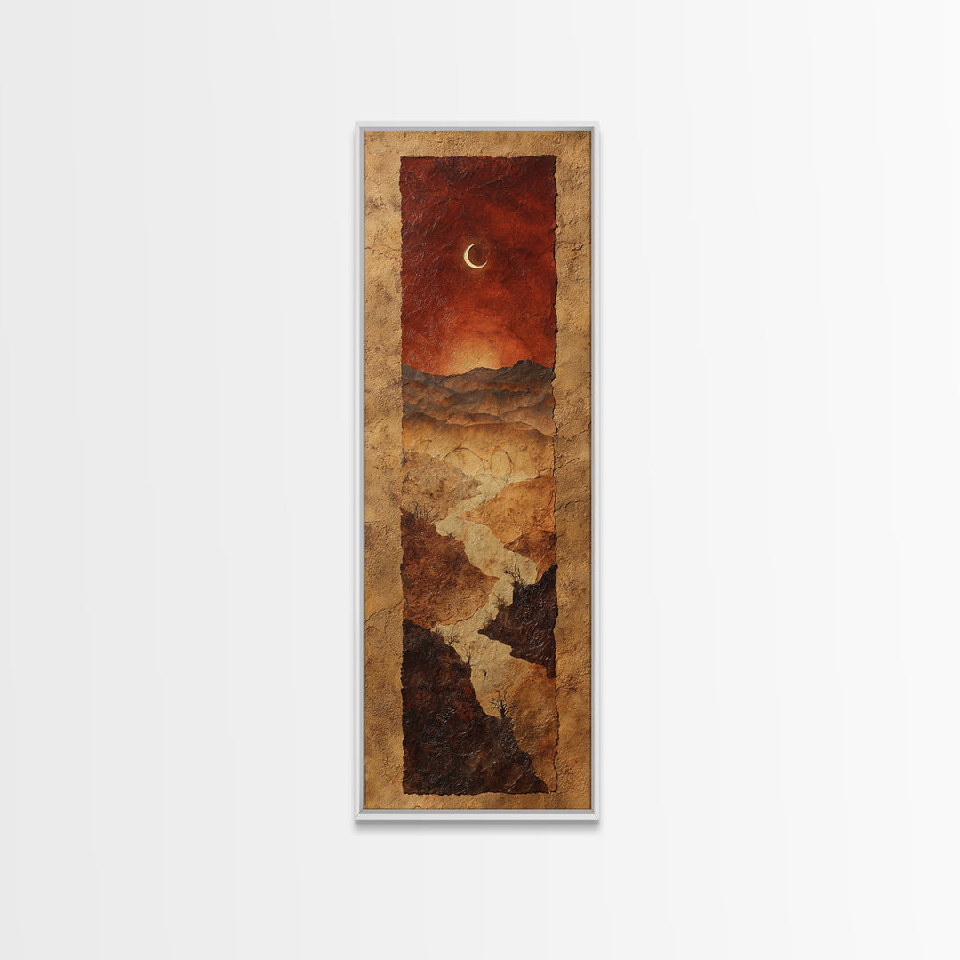 Roadrunner Bird in a Dry Wash Framed Canvas Print, Desert Art, Textured Painting, Southwestern Decor, Fine Art, Desert, DES-1x3-50