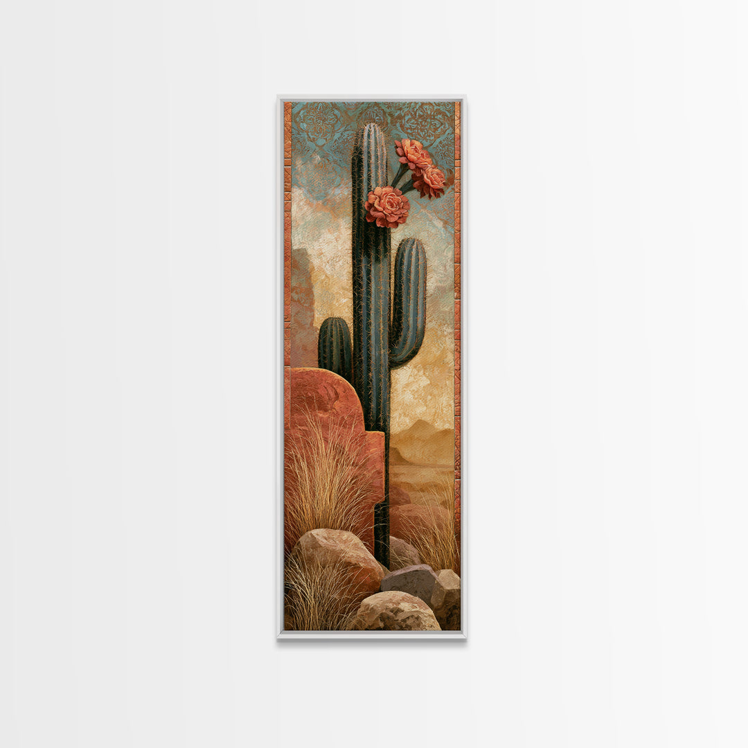 Cactus Botanical Plate Canvas Print, Desert Art, Digital Download Art, Southwestern Decor, Watercolor Art, Desert, DES-1x3-68