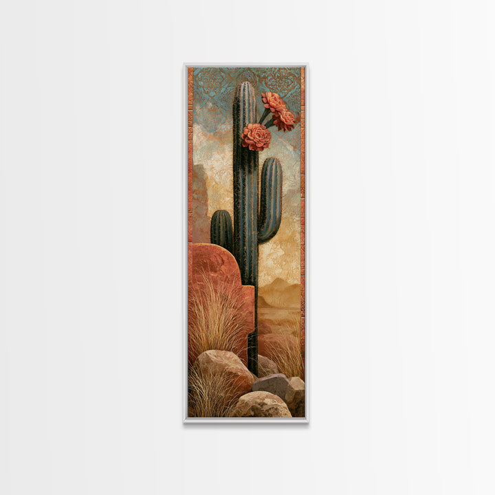 Cactus Botanical Plate Canvas Print, Desert Art, Digital Download Art, Southwestern Decor, Watercolor Art, Desert, DES-1x3-68
