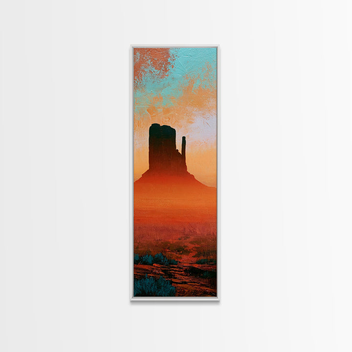 Monument Valley Silhouette Framed Canvas Print, Desert Art, Original Painting, Southwestern Decor, Desert, Bedroom Wall Art, DES-1x3-69