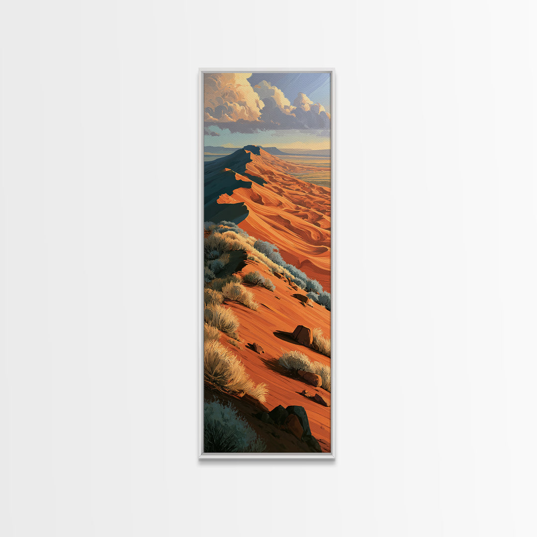 Wind Carved Dune Patterns from Above Framed Canvas Print, Desert Art, Gallery Decor, Southwestern Decor, Oil Painting, Desert, DES-1x3-80