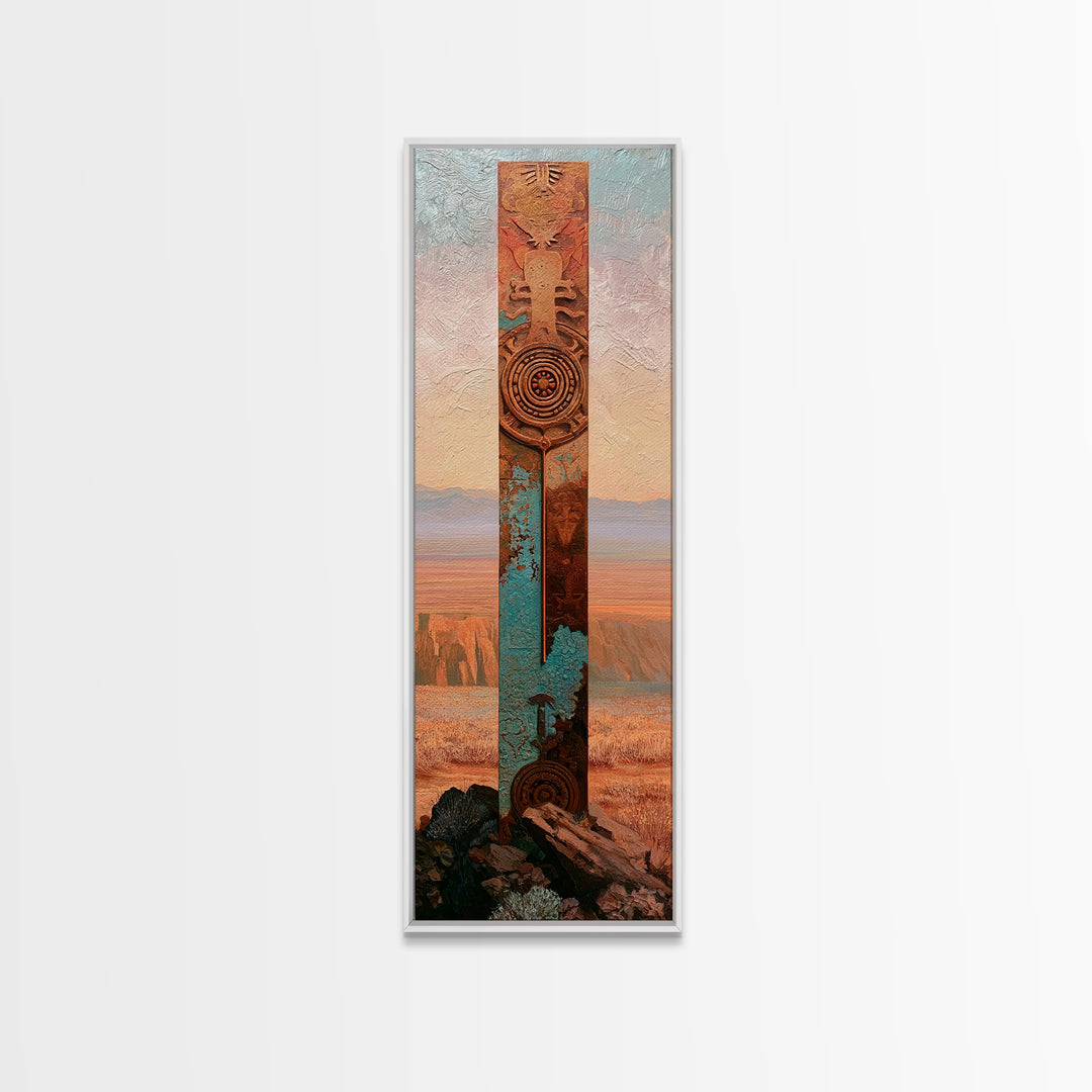 Ancient Desert Petroglyph Design Canvas Print, Desert Art, Digital Download Art, Southwestern Decor, Watercolor Art, Desert, DES-1x3-81