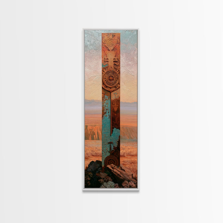 Ancient Desert Petroglyph Design Canvas Print, Desert Art, Digital Download Art, Southwestern Decor, Watercolor Art, Desert, DES-1x3-81