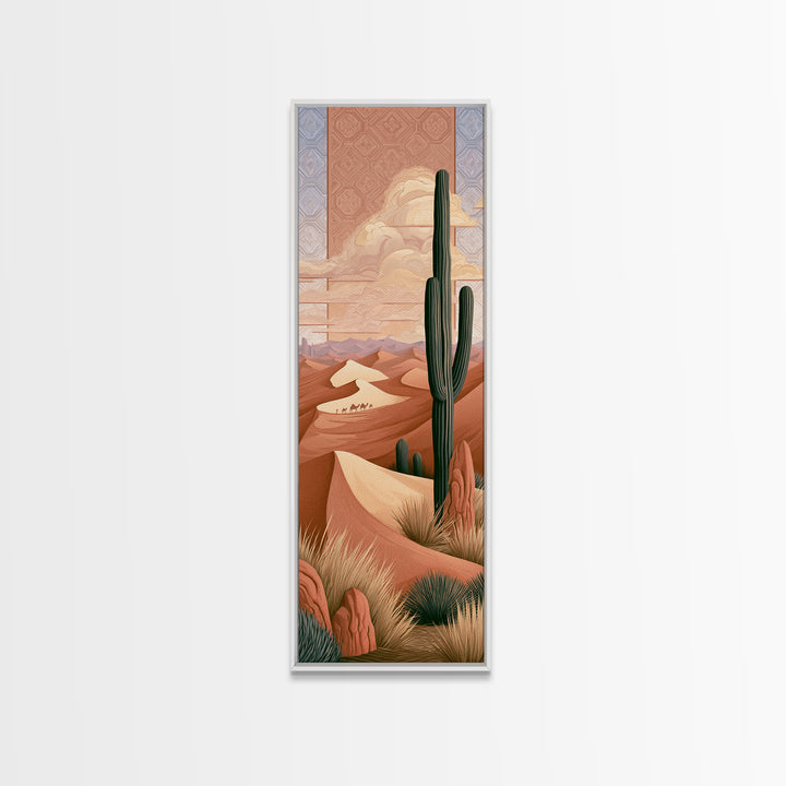 Saharan Dunes with Tiny Caravan Silhouettes Canvas Print, Desert Art, Print, Southwestern Decor, Desert, Watercolor Painting, DES-1x3-86