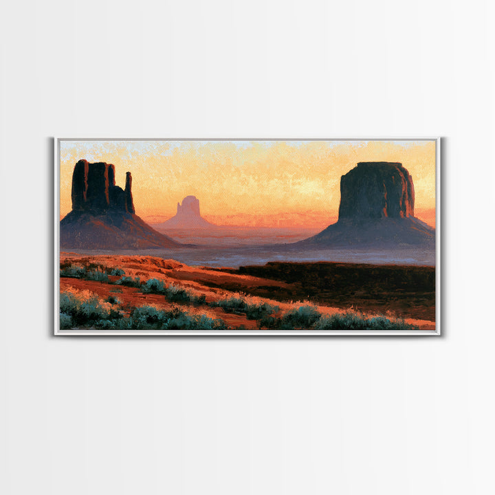 Monument Valley Silhouette Canvas Print, Desert Art, Bedroom Wall Art, Southwestern Decor, Fine Art, Desert, Fine Art Print, DES-2x1-53
