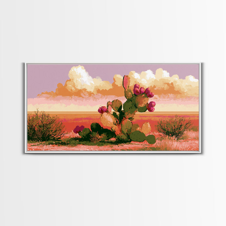 Prickly Pear Cactus Canvas Print, Desert Art, Bedroom Wall Art, Southwestern Decor, Fine Art, Desert, Fine Art Print, DES-2x1-63