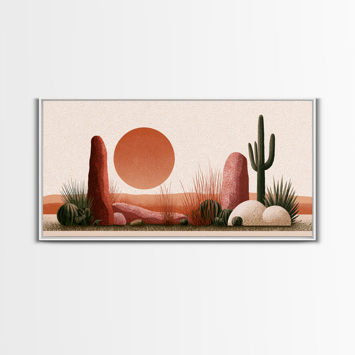 Minimal Beige Sun Canvas Print, Desert Art, Printable Wall Art, Southwestern Decor, Watercolor Art, Desert, Modern Wall Art, DES-2x1-66
