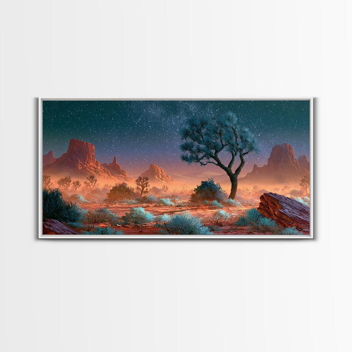 Joshua Tree under Star Filled Night Canvas Print, Desert Art, Printable Art, Southwestern Decor, Desert, Colorful Wall Art, DES-2x1-74
