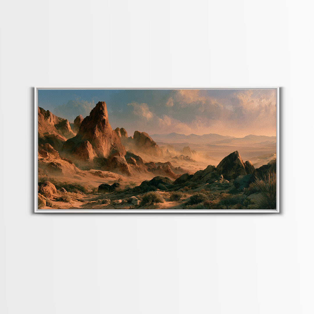 Ancient Desert Petroglyph Design Canvas Print, Desert Art, Landscape Wall Art, Southwestern Decor, Oil Painting, Desert, DES-2x1-89