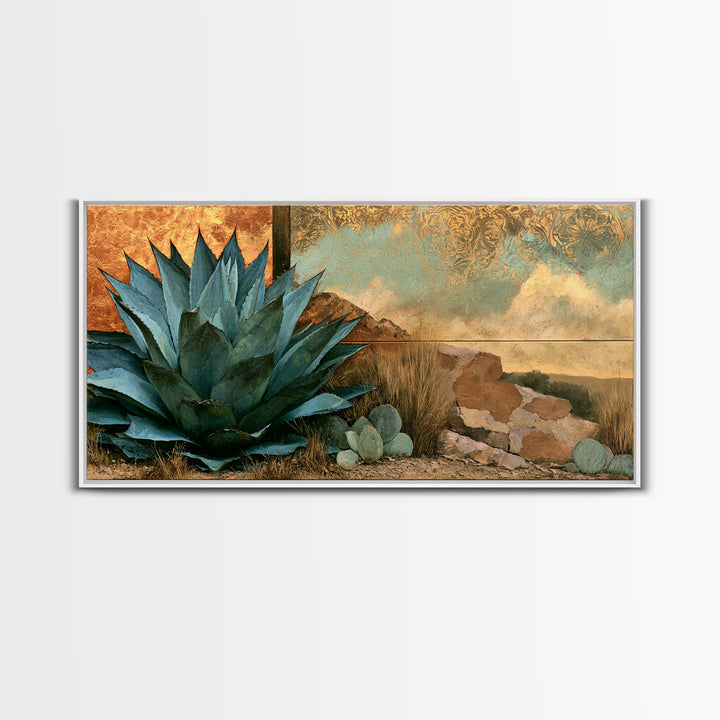 Agave Plant Closeup Framed Canvas Print, Desert Art, Abstract Wall Art, Southwestern Decor, Desert, Digital Download Art, DES-2x1-92