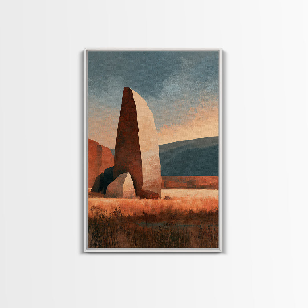 Terracotta and Cream Geometric Landscape Framed Canvas Print, Desert Art, Room Decor, Southwestern Decor, Fine Art, Desert, DES-2x3-2
