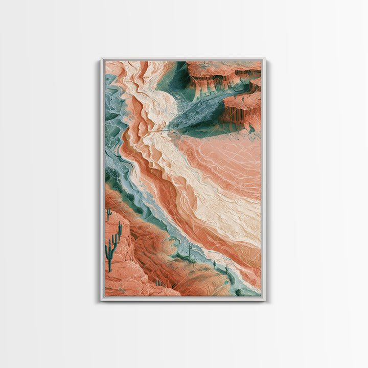 Wind Carved Dune Patterns from Above Framed Canvas Print, Desert Art, Original Painting, Southwestern Decor, Fine Art, Desert, DES-2x3-4