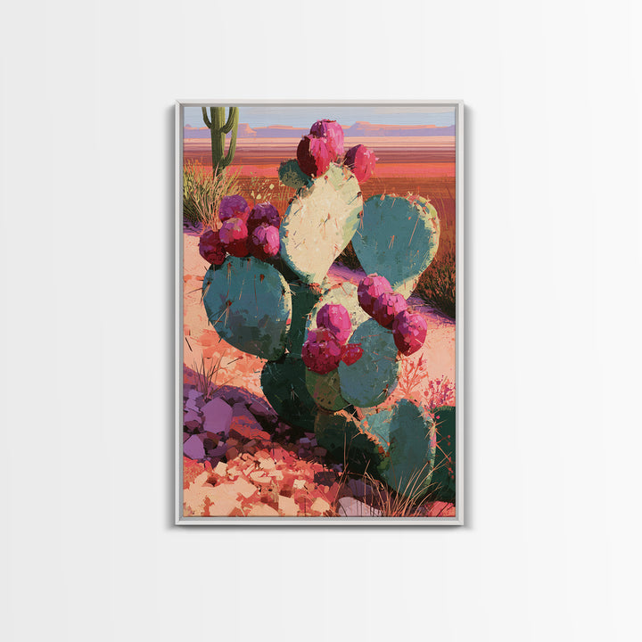 Prickly Pear Cactus Framed Canvas Print, Desert Art, Modern Wall Art, Southwestern Decor, Fine Art, Desert, Gallery Decor, DES-2x3-51