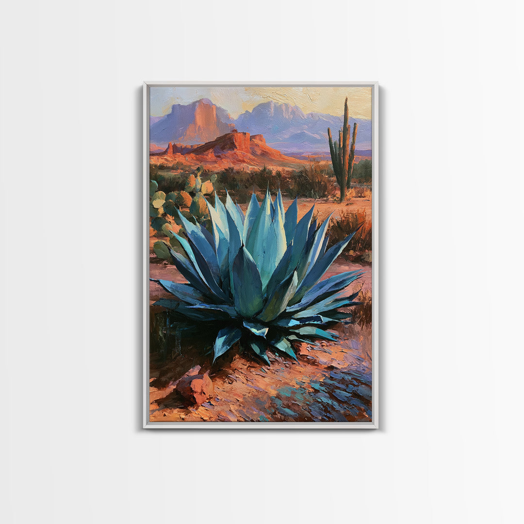 Agave Plant Closeup Framed Canvas Print, Desert Art, Wall Art Prints, Southwestern Decor, Fine Art, Desert, Boho Decor, DES-2x3-56