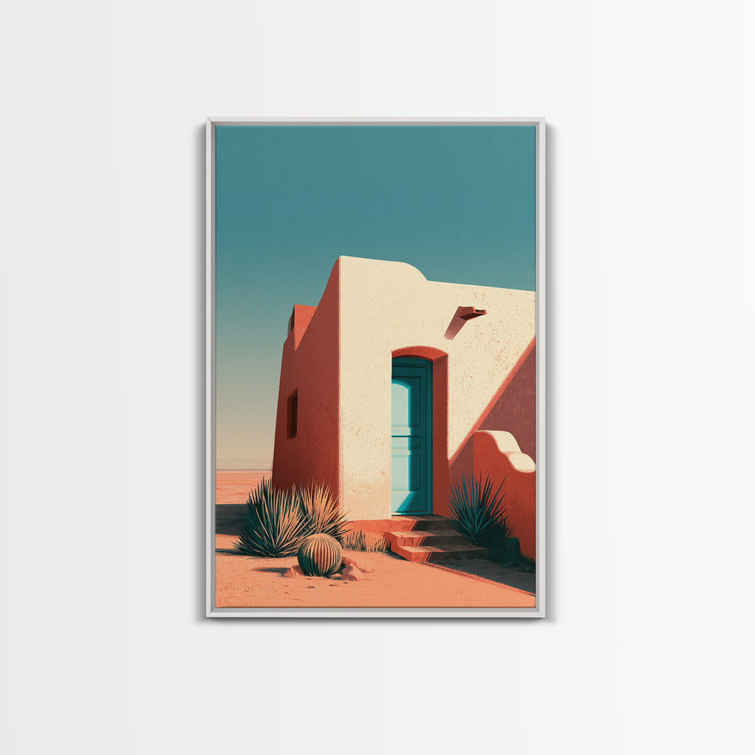Adobe Doorway with Turquoise Shadow Canvas Print, Desert Art, Landscape Wall Art, Southwestern Decor, Fine Art, Desert, DES-2x3-61