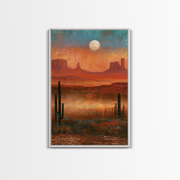 Desert Moon over Rolling Sand Canvas Print, Desert Art, Apartment Decor, Southwestern Decor, Fine Art, Desert, Landscape Art, DES-2x3-66