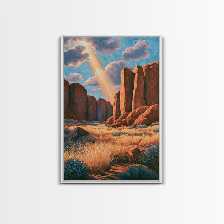 Sandstone Canyon with Dramatic Light Beam Canvas Print, Desert Art, Boho Wall Art, Southwestern Decor, Fine Art, Desert, DES-2x3-72