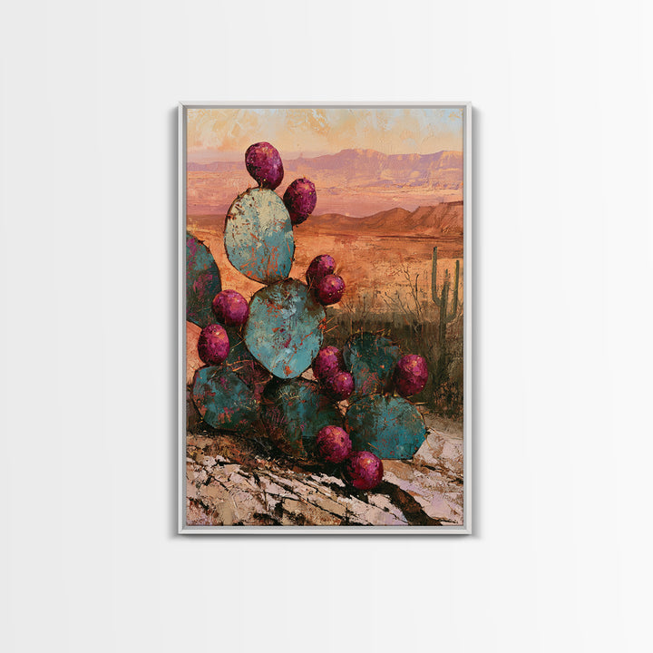 Prickly Pear Cactus Framed Canvas Print, Desert Art, Nature Wall Art, Southwestern Decor, Fine Art, Desert, Home Decor, DES-2x3-75