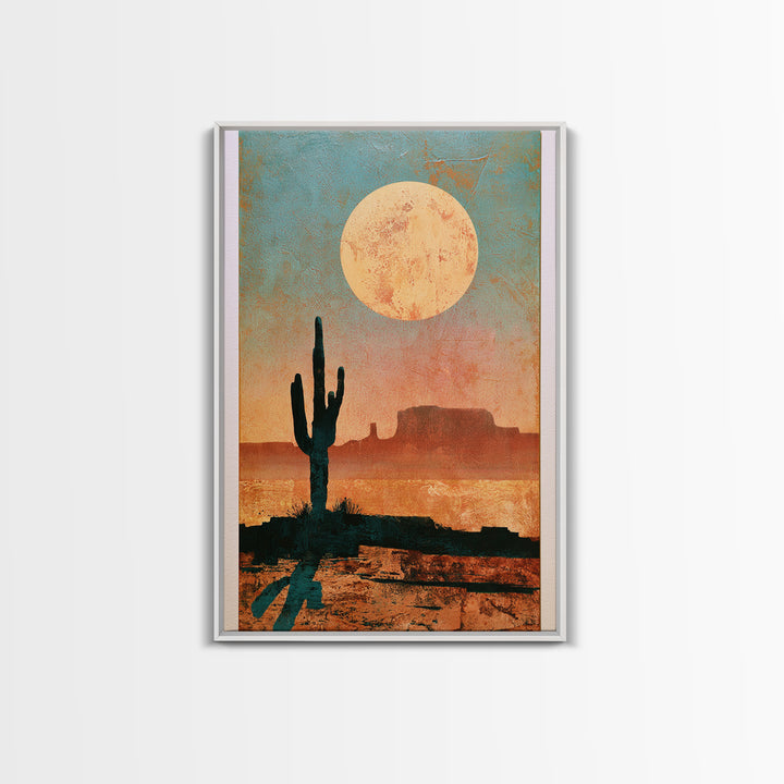 Minimal Beige Sun Framed Canvas Print, Desert Art, Abstract Wall Art, Southwestern Decor, Desert, Digital Download Art, DES-2x3-78