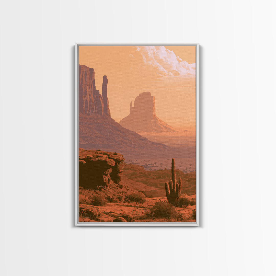 Monument Valley Silhouette Framed Canvas Print, Desert Art, Gallery Decor, Southwestern Decor, Fine Art, Desert, Home Decor, DES-2x3-89