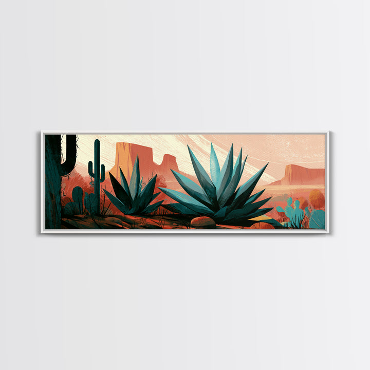 Agave Plant Closeup Canvas Print, Desert Art, Bedroom Wall Art, Southwestern Decor, Watercolor Art, Desert, Fine Art Print, DES-3x1-16