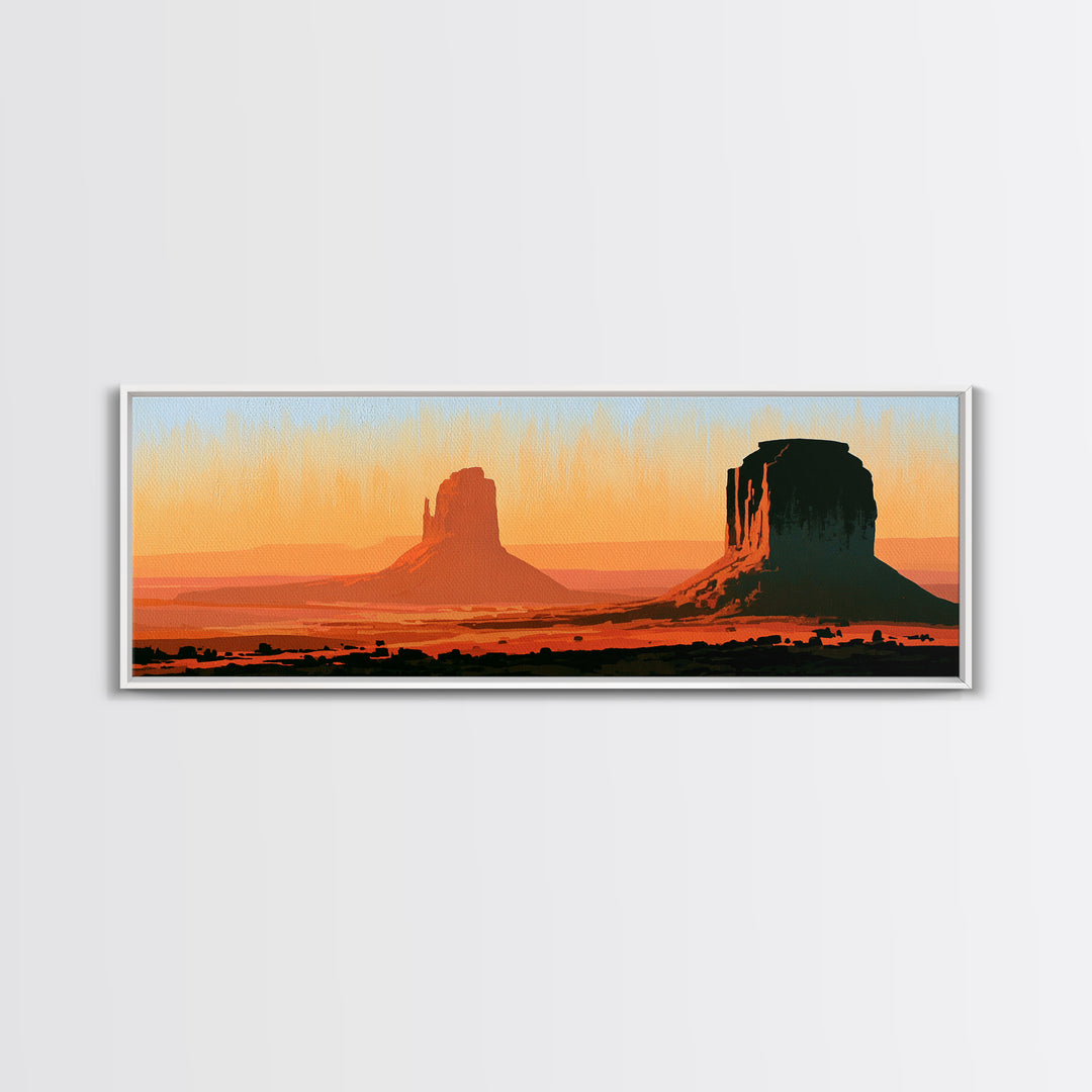 Monument Valley Silhouette Canvas Print, Desert Art, Modern Decor, Southwestern Decor, Desert, Room Decor, Digital Prints, DES-3x1-25