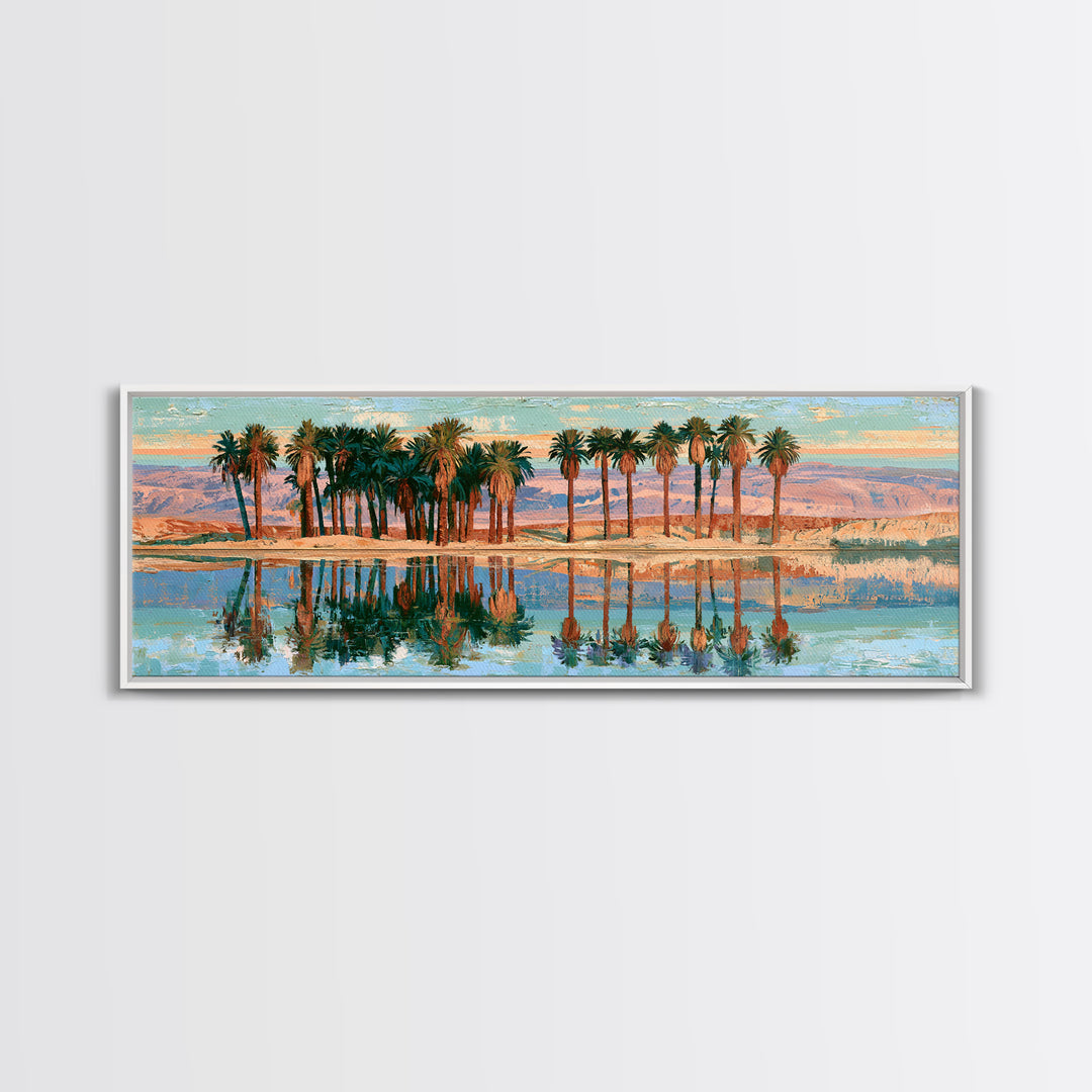 Palm Oasis Reflected Canvas Print, Desert Art, Home Decor, Southwestern Decor, Desert, Printable Art, Living Room Decor, DES-3x1-31