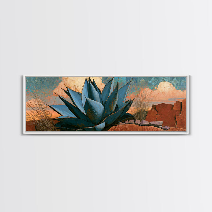 Agave Plant Closeup Canvas Print, Desert Art, Modern Decor, Southwestern Decor, Oil Painting, Desert, Room Decor, DES-3x1-40