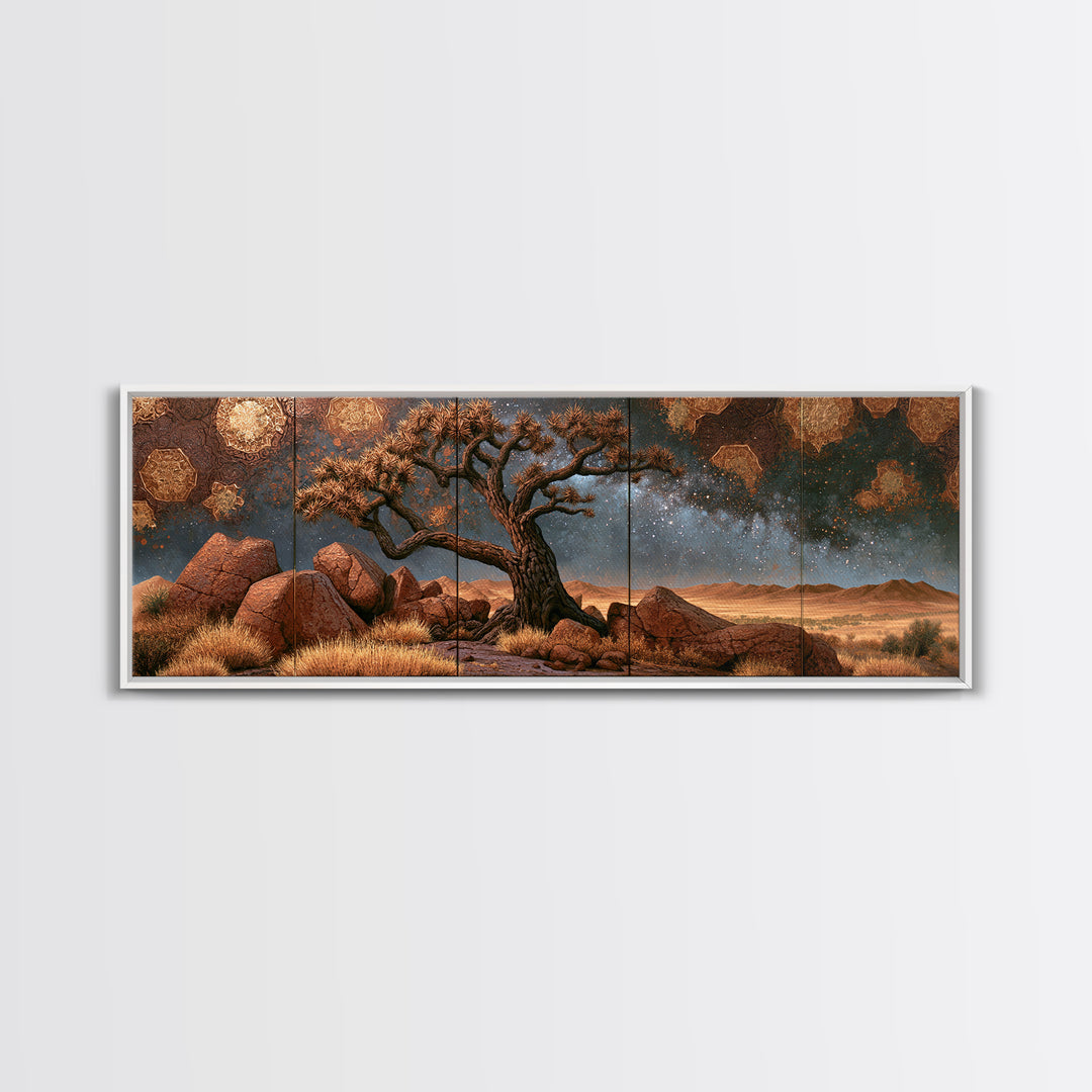 Joshua Tree under Star Filled Night Canvas Print, Desert Art, Landscape Art, Southwestern Decor, Watercolor Art, Desert, DES-3x1-46