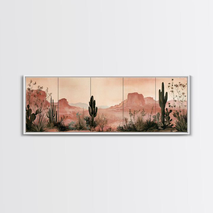 Cactus Botanical Plate Canvas Print, Desert Art, Minimalist Decor, Southwestern Decor, Fine Art, Desert, Boho, Original Art, DES-3x1-48